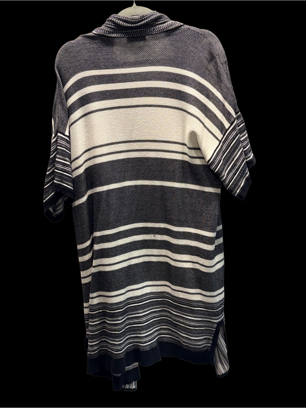 Vince Black/White Striped Open Front Sweater Tunic - Size M - Picture 4 of 7